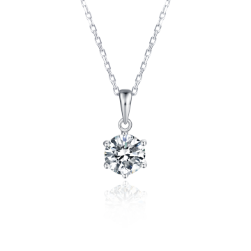 Simplest Luxury  925 Sterling Silver Moissanite Pendant Women Engagement Six Prongs Large Diamond Wedding Party Necklace